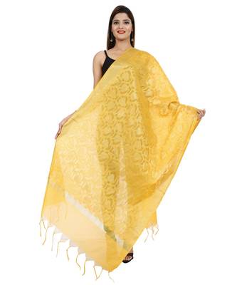 yellow  Banarasi Silk Booti & Jaal Dupatta 1