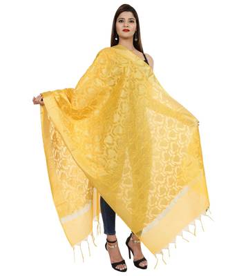 yellow  Banarasi Silk Booti & Jaal Dupatta 2