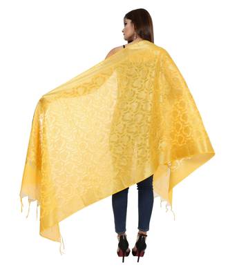 yellow  Banarasi Silk Booti & Jaal Dupatta 4