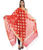 red  Banarasi Silk Booti & Jaal Dupatta