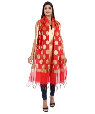 red  Banarasi Silk Booti & Jaal Dupatta 3
