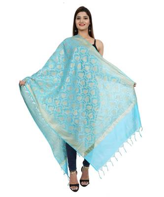 blue  Banarasi Silk Booti & Jaal Dupatta 1