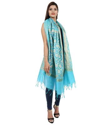 blue  Banarasi Silk Booti & Jaal Dupatta 3