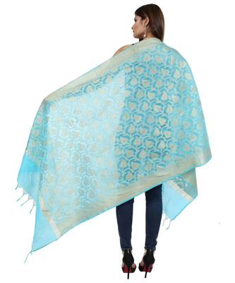blue  Banarasi Silk Booti & Jaal Dupatta 4