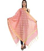peach  Banarasi Silk Booti & Jaal Dupatta