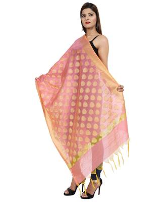 peach  Banarasi Silk Booti & Jaal Dupatta 2