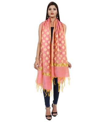 peach  Banarasi Silk Booti & Jaal Dupatta 3