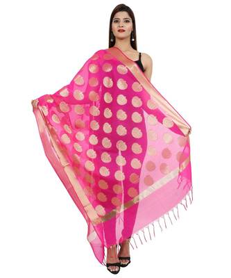 magenta  Banarasi Silk Booti & Jaal Dupatta 1