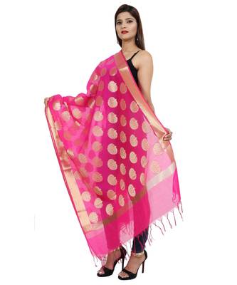 magenta  Banarasi Silk Booti & Jaal Dupatta 2