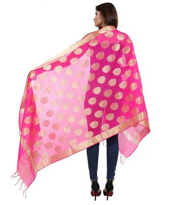 magenta  Banarasi Silk Booti & Jaal Dupatta 4