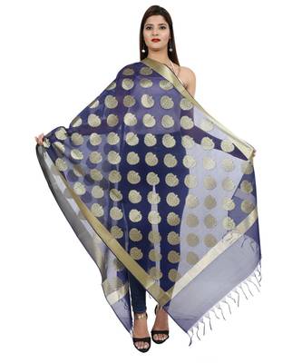 blue  Banarasi Silk Booti & Jaal Dupatta 1