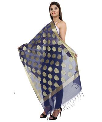 blue  Banarasi Silk Booti & Jaal Dupatta 2