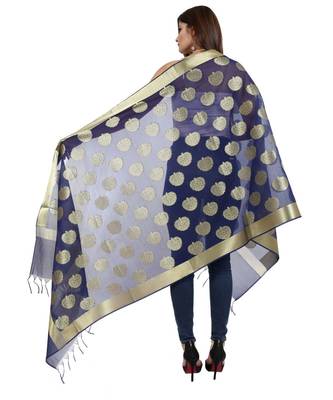 blue  Banarasi Silk Booti & Jaal Dupatta 4