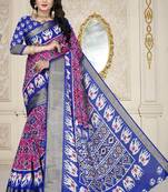 Light Pink Printed Cotton Poly Saree With Blouse