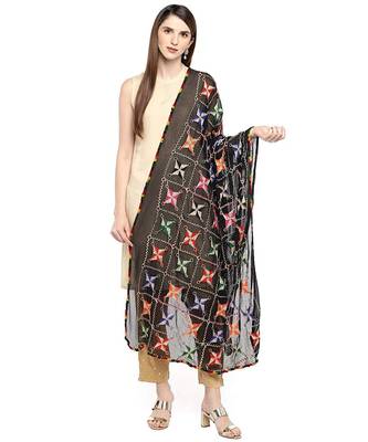 black  Banarasi Silk Booti & Jaal Dupatta 1