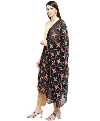 black  Banarasi Silk Booti & Jaal Dupatta 3
