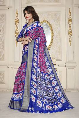 Light Pink Printed Cotton Poly Saree With Blouse 3