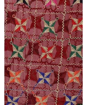 maroon  Fulkari Work Dupatta On Chiffon 5