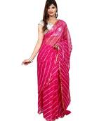 pink plain chiffon saree with blouse