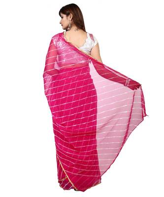 pink plain chiffon saree with blouse 4