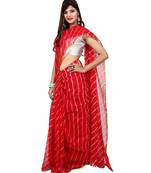 red plain chiffon saree with blouse