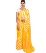 yellow plain chiffon saree with blouse