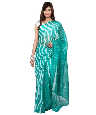 blue plain chiffon saree with blouse 1