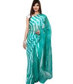 blue plain chiffon saree with blouse