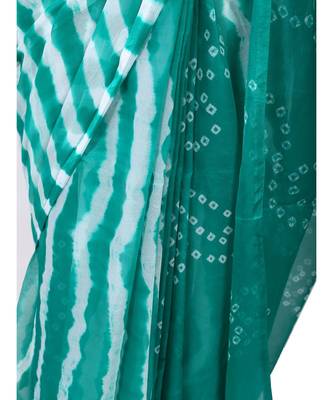 blue plain chiffon saree with blouse 4