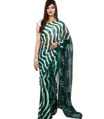 green plain chiffon saree with blouse