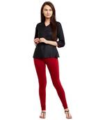 Maroon plain cotton leggings