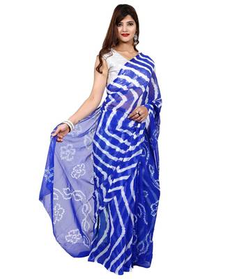 blue plain chiffon saree with blouse 3
