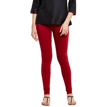 Maroon plain cotton leggings 2