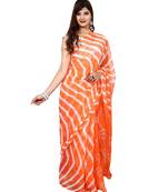 orange plain chiffon saree with blouse