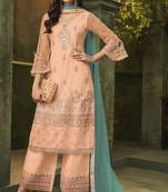 Peach embroidered net salwar