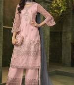 Pink embroidered net salwar