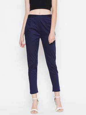 Blue plain crepe trousers 2