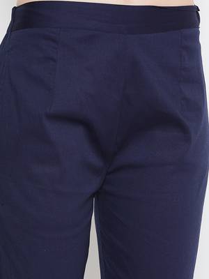 Blue plain crepe trousers 5