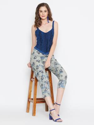 Grey printed crepe trousers 1