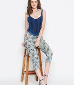 Grey printed crepe trousers