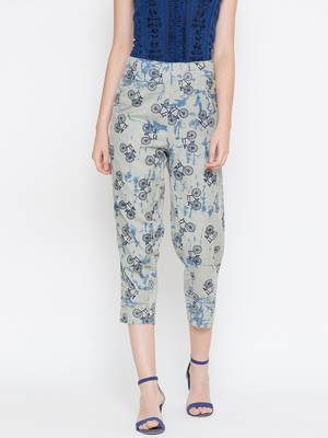 Grey printed crepe trousers 2