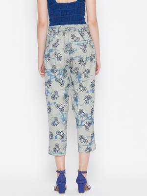 Grey printed crepe trousers 3
