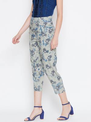 Grey printed crepe trousers 4
