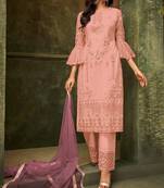 Pink embroidered net salwar