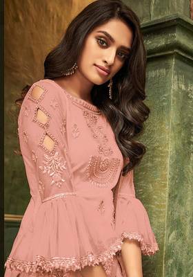 Pink embroidered net salwar 2