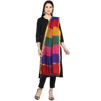 multicolor  Multi Checks Chenderi Dupatta 1