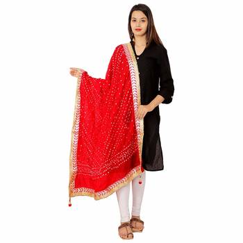 red Silk Bandhej Dupatta 1
