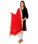 red Silk Bandhej Dupatta