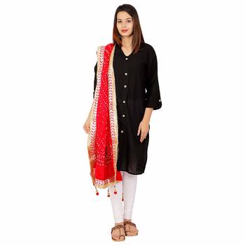 red Silk Bandhej Dupatta 2