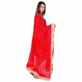 red Silk Bandhej Dupatta 3